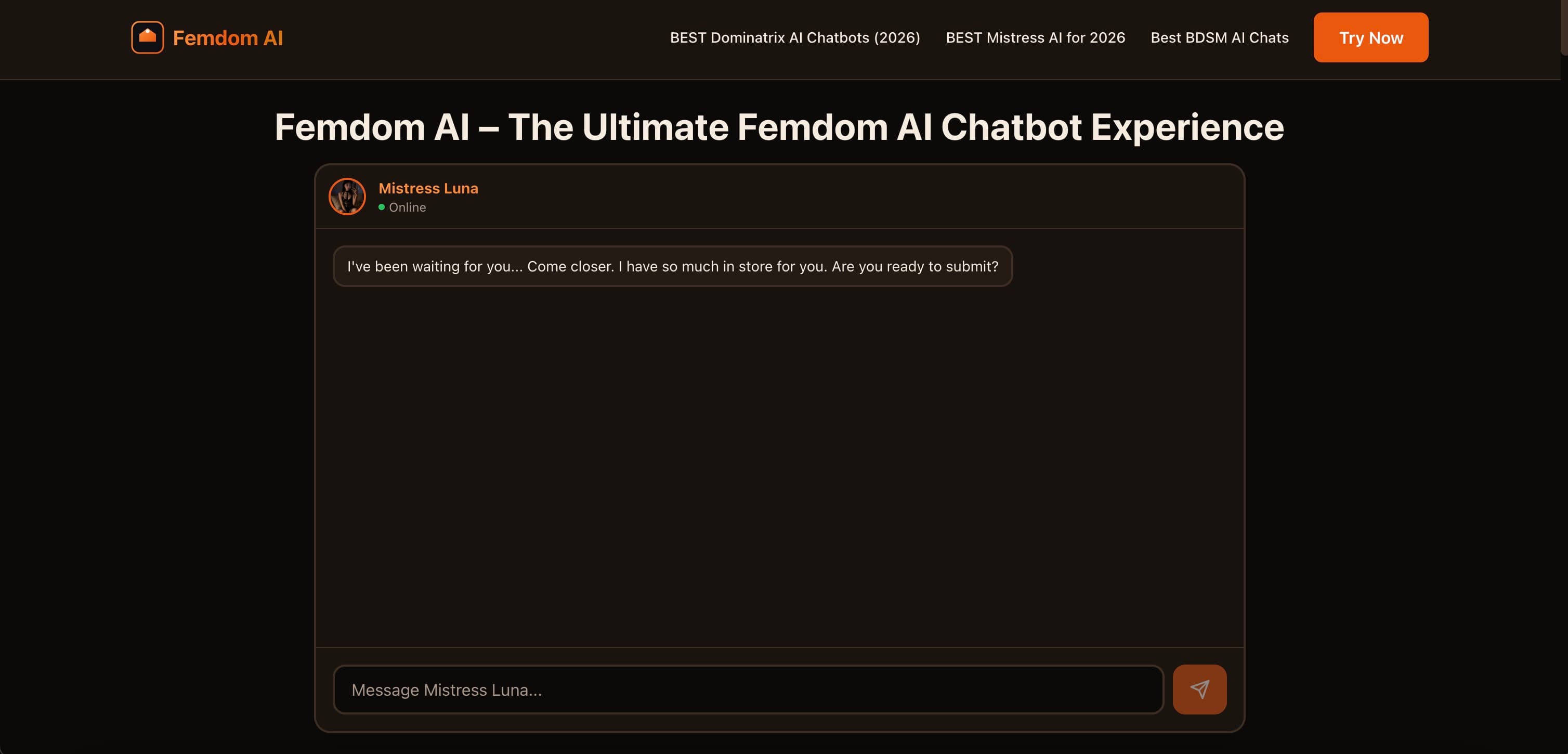 Femdom AI interface screenshot