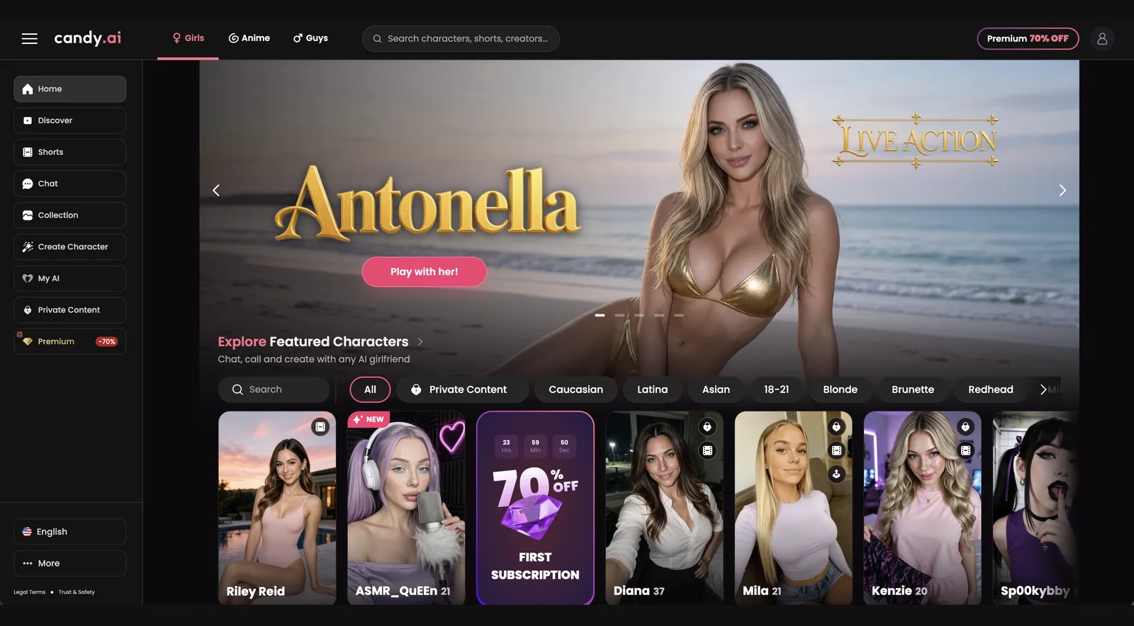 Candy AI interface screenshot